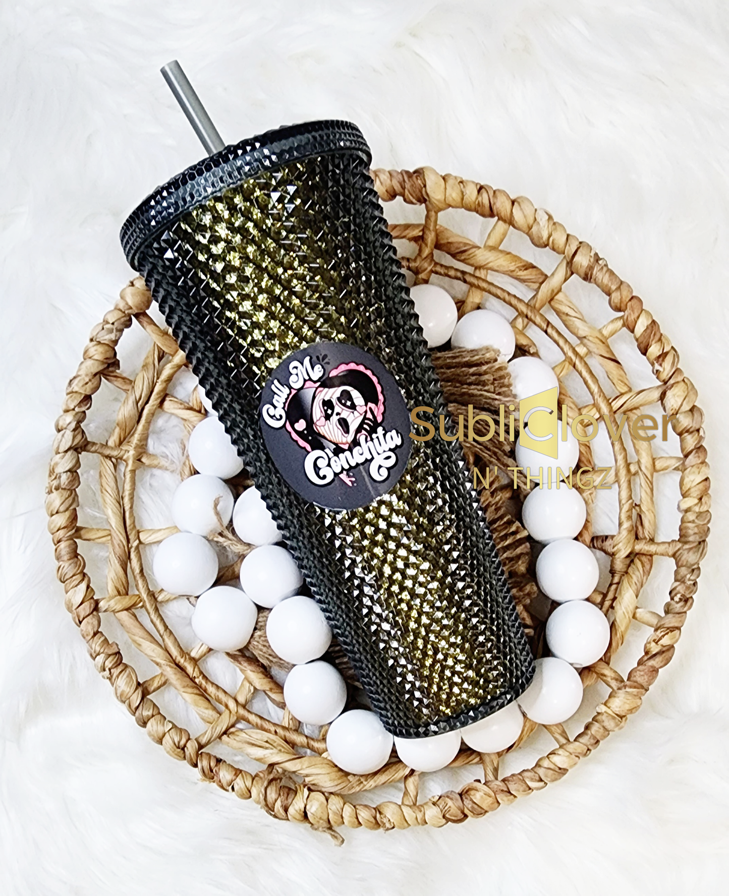 Call me Conchita Ghost Face Metallic Studded Tumbler